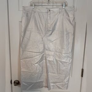 Shimmering Silver Maxi‎ Skirt NWT metallic